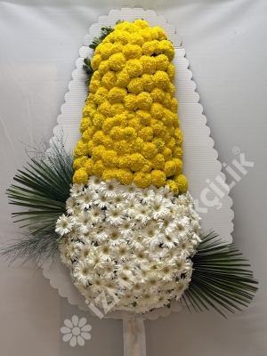 Sarı & Beyaz Gerbera Çelenk